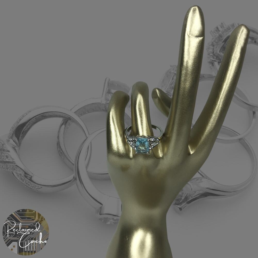 Light Blue Baguette Cut Ring - Size 7